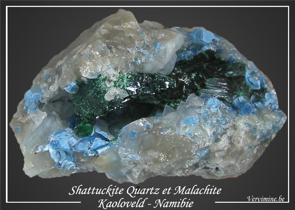 885 shattuckite et malachite sur quartz