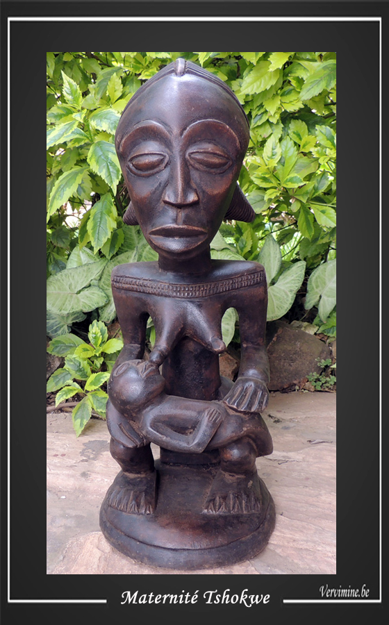 Maternit en bois, art Tshokwe, Congo